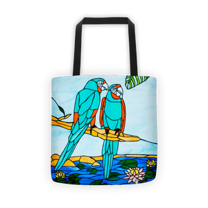 Tote bag, In Love Teal Parrots
